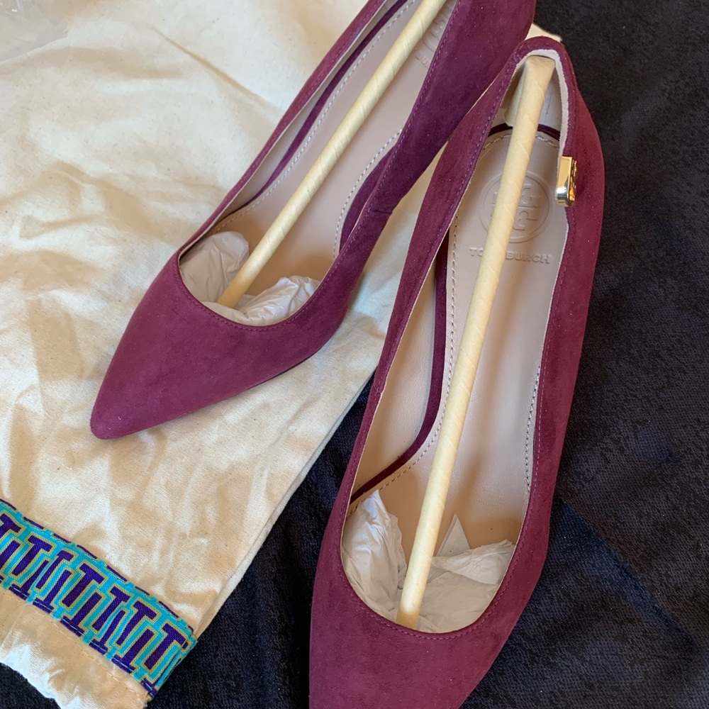 Tory Burch Burgundy Suede Heels